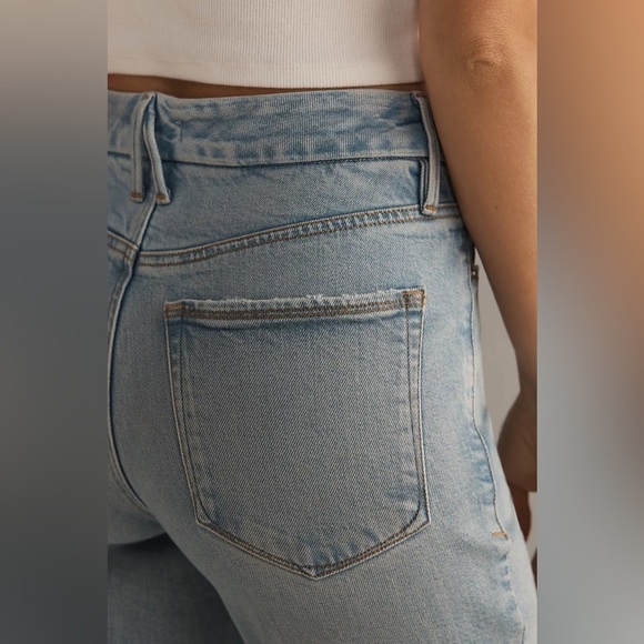 NWT!Anthro INDIGO510 Good American Good Legs Mid-Rise Cropped Mini Boot Jeans ⚽️ - Picture 5 of 7